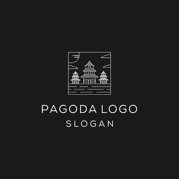 Pagoda japan temple logo icon design template vector illustration