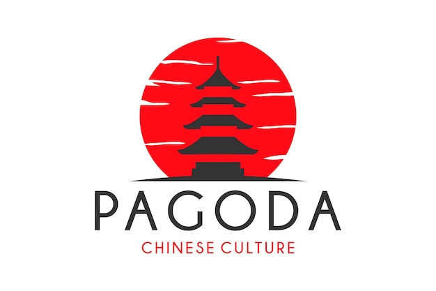 Vettore modello dell'icona di vettore di progettazione di logo della pagoda