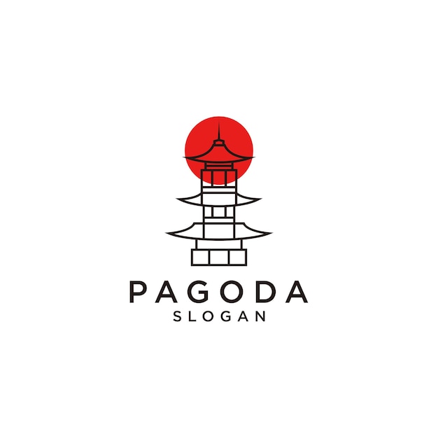 Vector pagoda logo icon design template flat