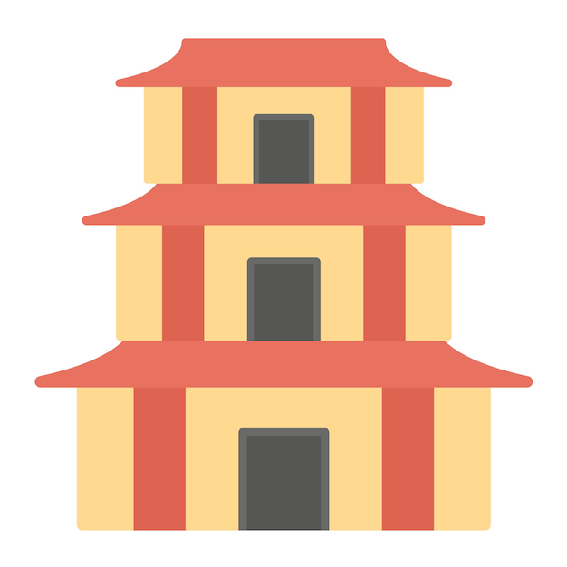 Pagoda Vector Illustration Style