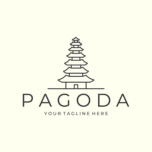 Pagoda con logo in stile line art illustrazione vettoriale modello icona design tradizionale religione architettura illustrazione logo design