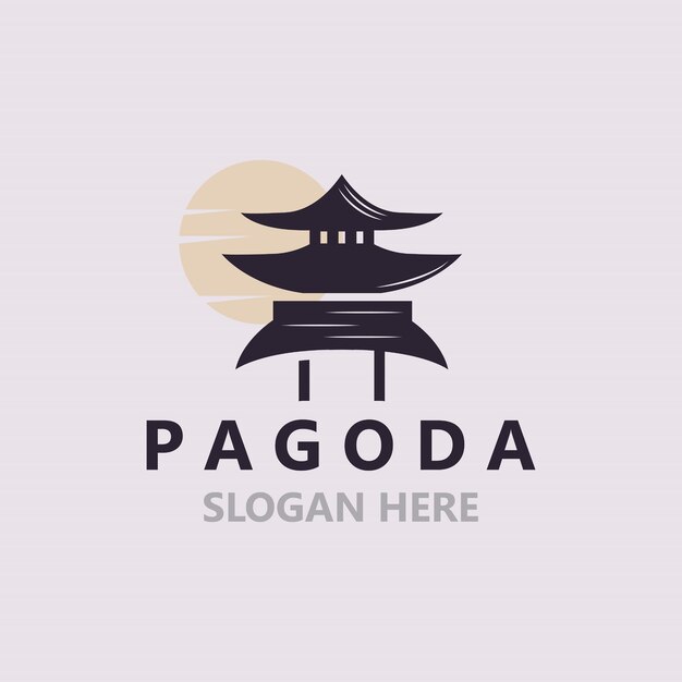 Pagode cultuur logo vintage ontwerp illustratie tempel erfgoed gebouw vector