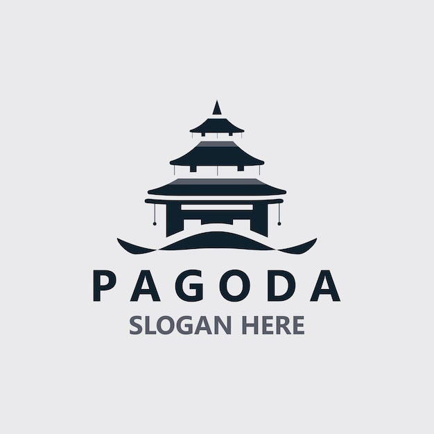 Pagode cultuur logo vintage ontwerp illustratie tempel erfgoed gebouw vector