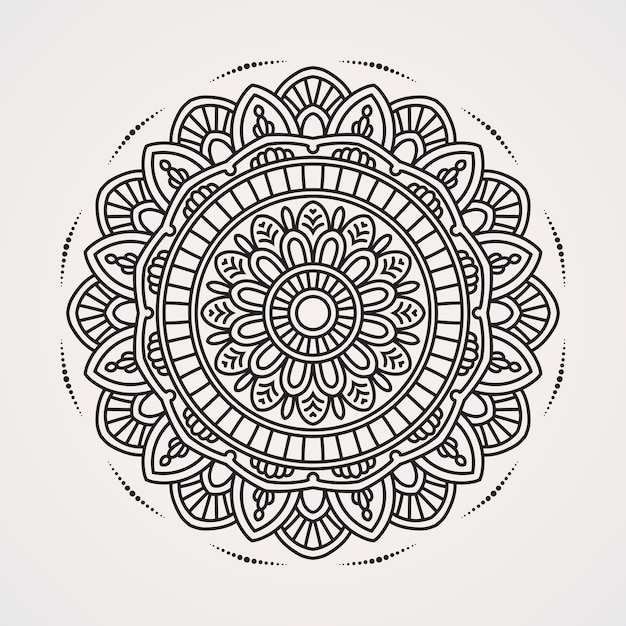 Pagodeachtig bloemenpatroon met mandala-vorm geschikt voor kleurboeken met henna-tatoeages