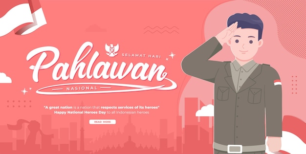 Pahlawan nationaal Indonesië concept illustratie banner