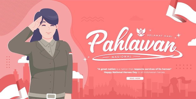 Pahlawan nationaal Indonesië concept illustratie banner