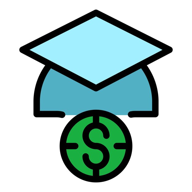 Vector paid degree icon outline paid degree vector icon color flat isolated