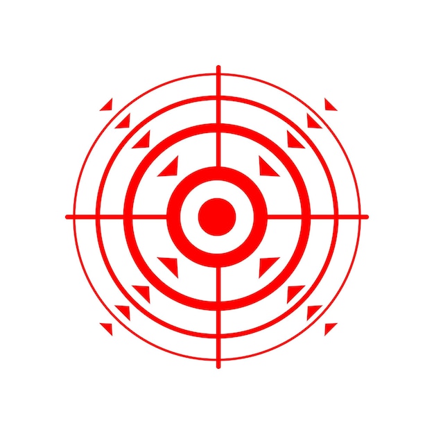 Vettore icona rossa del cerchio del dolore per la medicina medica antidolorifica simbolo del punto target dei cerchi rossi vettoriali