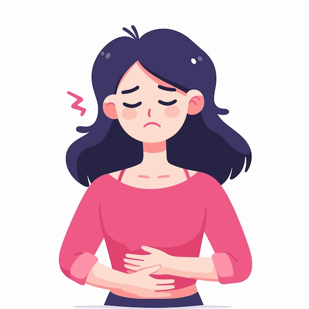 paining in the woman stomach vector illustrations on white background
