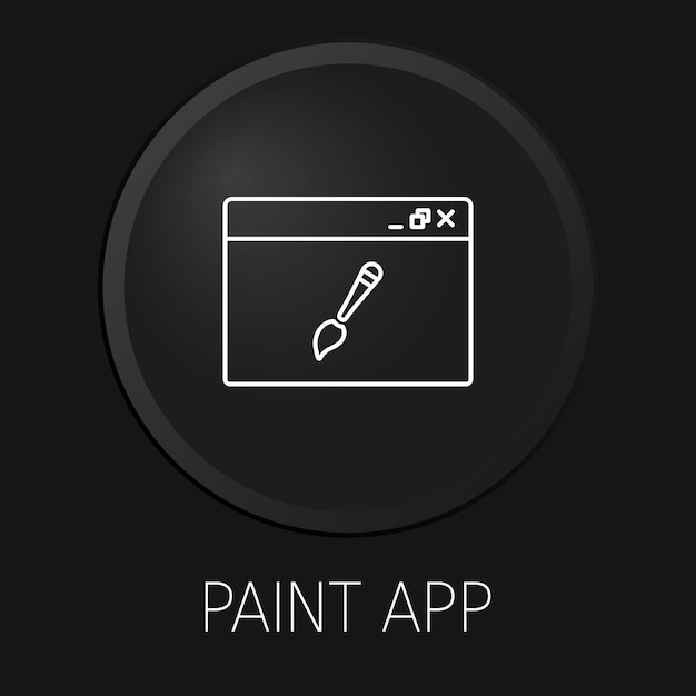 Paint app minimal vector line icon on 3D button isolated on black background Premium VectorxA