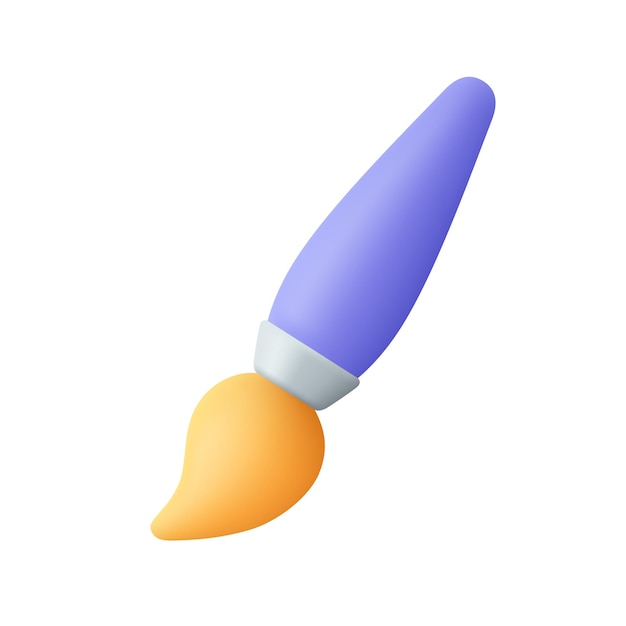 Paint art brush 3d vector icon cartoon minimal style