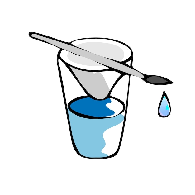 Вектор Кисть и стакан воды нарисованные каракулей
