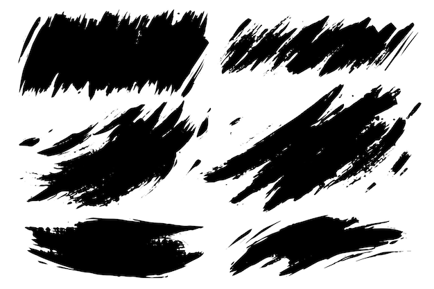 Pennello pennellate di inchiostro nero grunge set di pennelli vettoriali elementi di design grunge