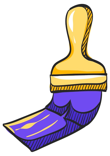 paint brush icon in hand drawn color vector illustration