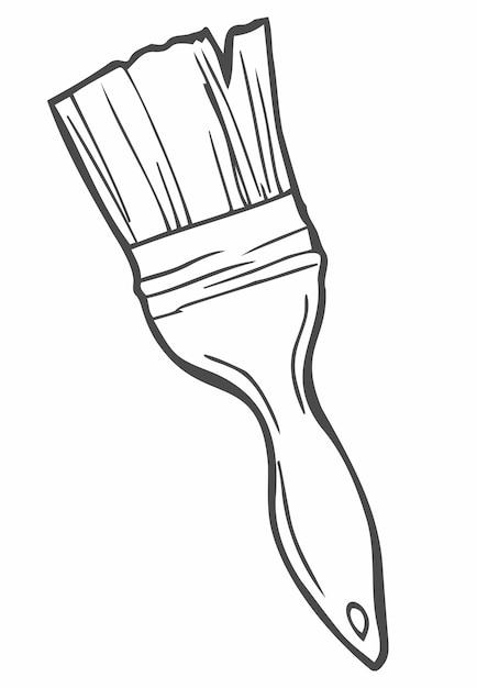 Paint Brush Icon Line Art Illustration