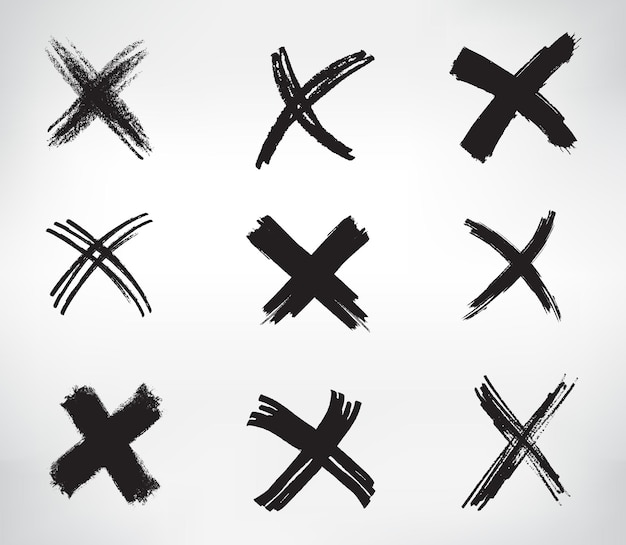 Vector paint brush letter x set