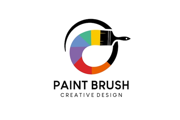 Paint brush logo design in creative abstract style