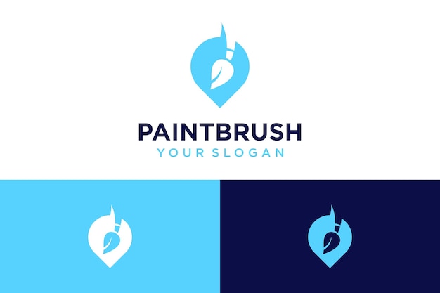 paint brush logo design with location or pin