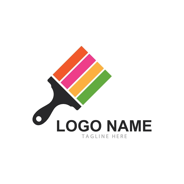 Paint brush logo template vector icon illustration