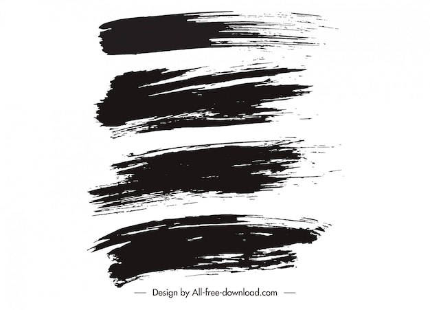 페인트 브러시  ⁇ 터 검은색 손으로 칠한 브러시 스트로크