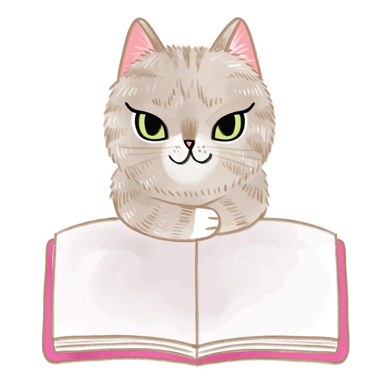 Vector paint brush watercolor cute cat and book vector