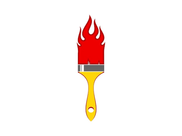 Vector paint brush with fire on top