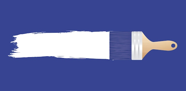 Paint brush with long stroke isolated on blue background