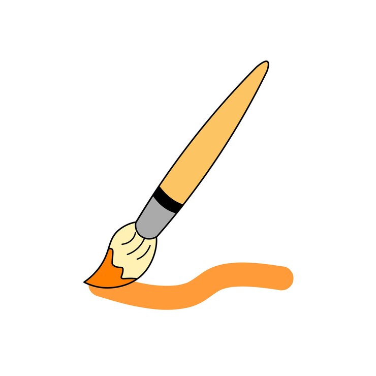 वेक्टर paint brush with orange color icon cartoon vector and illustration hand drawn style isolated on white background