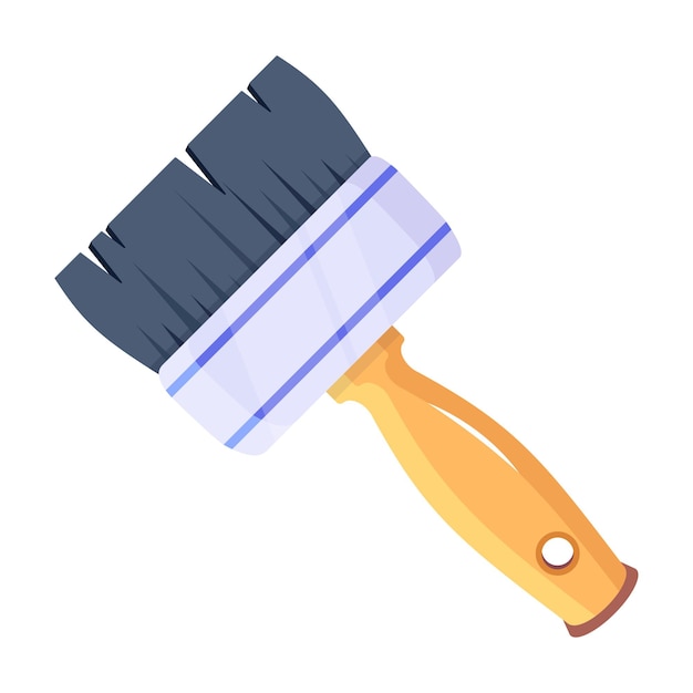 Vector a paint brush with a wooden handle is in a white background.