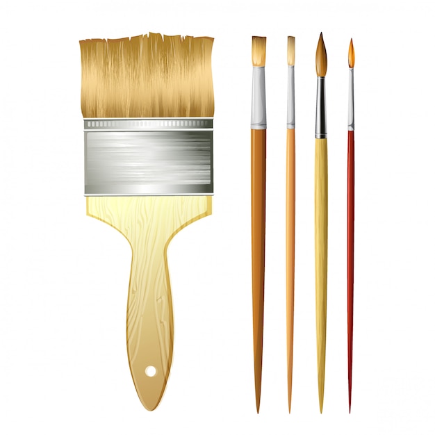 Vector paint brushes isolated on white.  illustration
