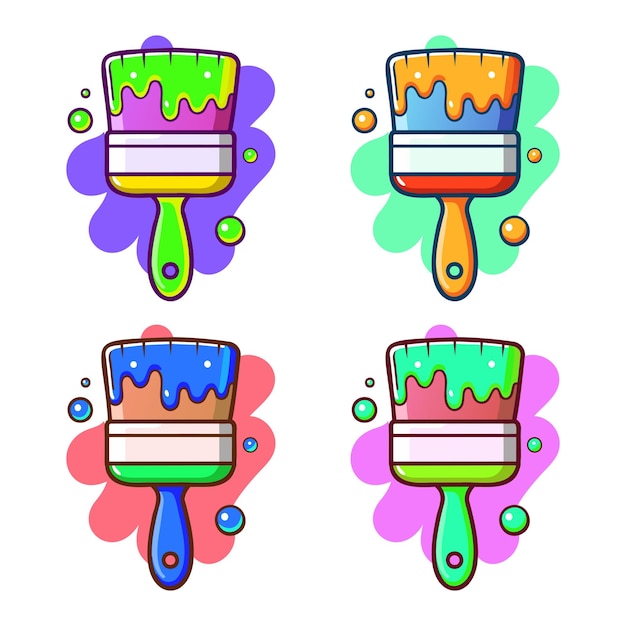 Paint brushes set Colorful vector illustration for your design