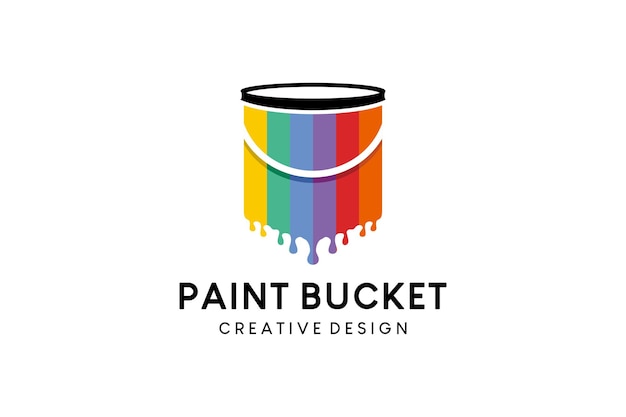 Paint bucket vector illustration logo design with rainbow colors concept