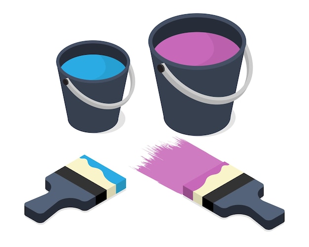 Vector paint buckets and brushes