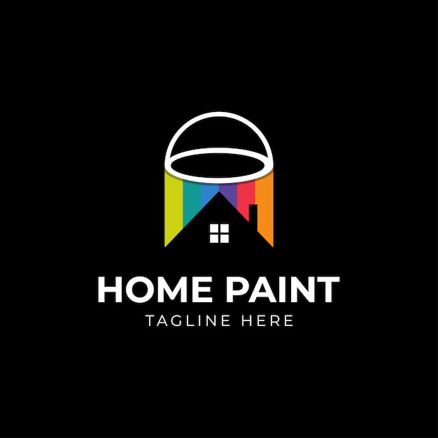 Vector paint can logo design with home concept