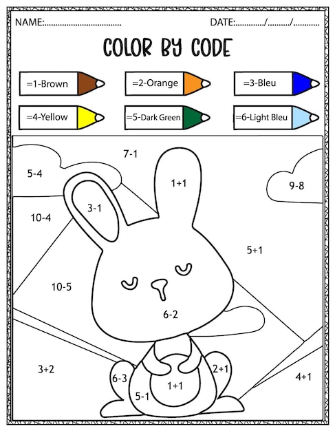 Paint color by addition and subtraction numbers