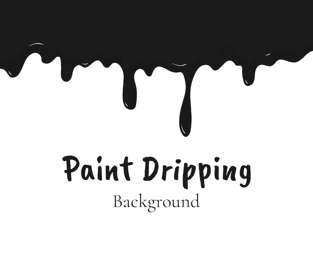 Vector paint dripping, black liquid or melted chocolate drips