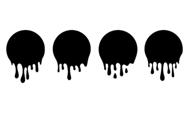 Paint dripping round icons Dripping liquid Paint flows Current paint stains Current drops Current inks Vector illustration