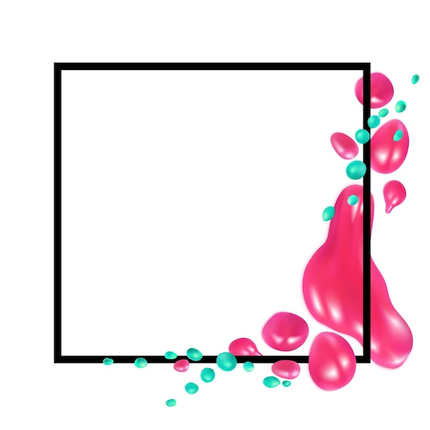 Paint drops frame abstract ink vector 3d frame background 3d vector paint framing