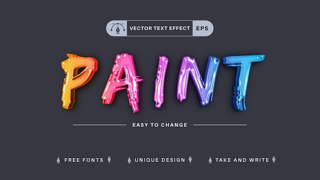 Vector paint editable text effect font style