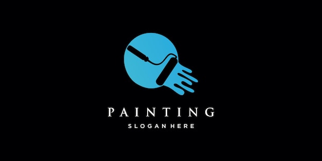 Paint house logo design renovation icon painting services iconfull color and unique Premium Vector