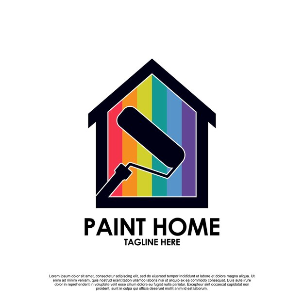 Шаблон логотипа paint house на белом фоне Premium векторы