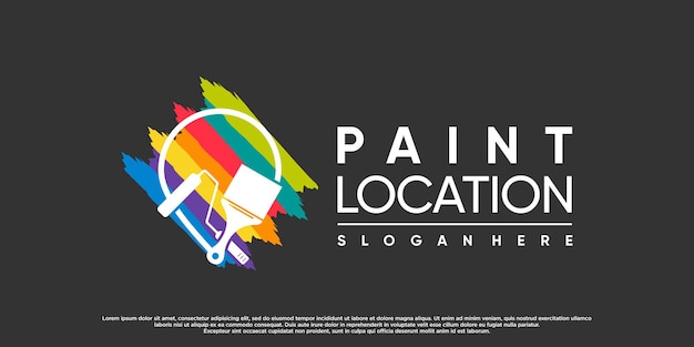 Paint location logo design with concept and creative color Premium Vector