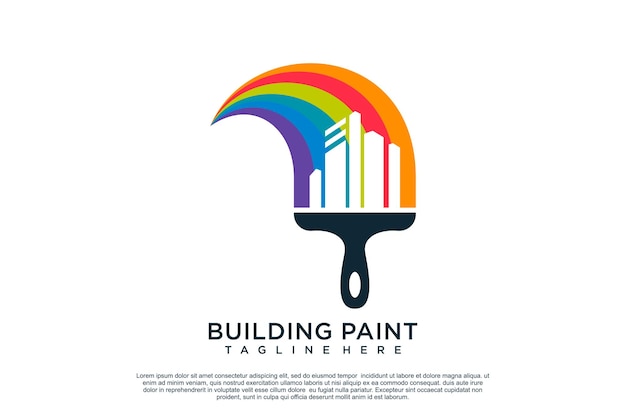 Paint logo design template with creative unique concept Premium Vector