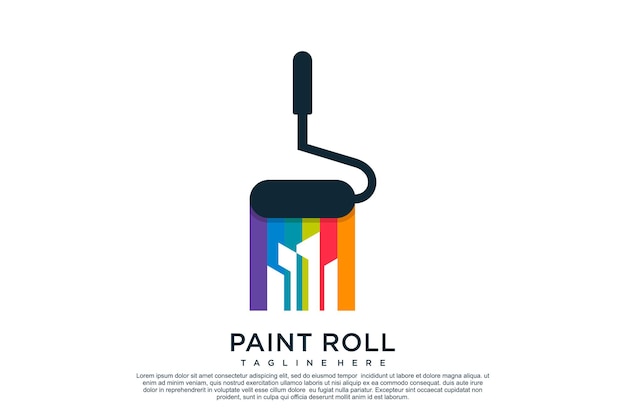 Paint logo design template with creative unique concept Premium Vector