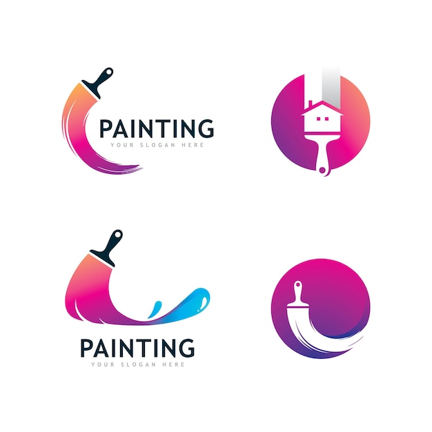 Dipingi il logo a colori in stile design di lusso creative brush concept