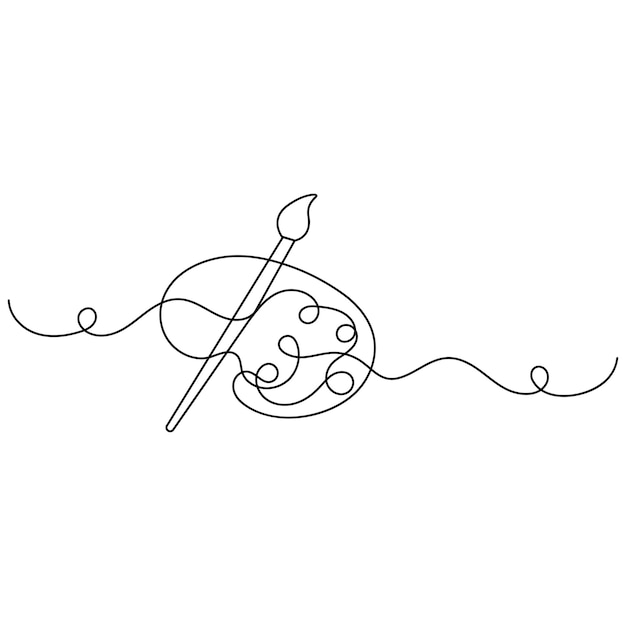 パレット アート ブラッシュ アイコン 連続 1 ライン 描画 概要 ベクトル イラスト