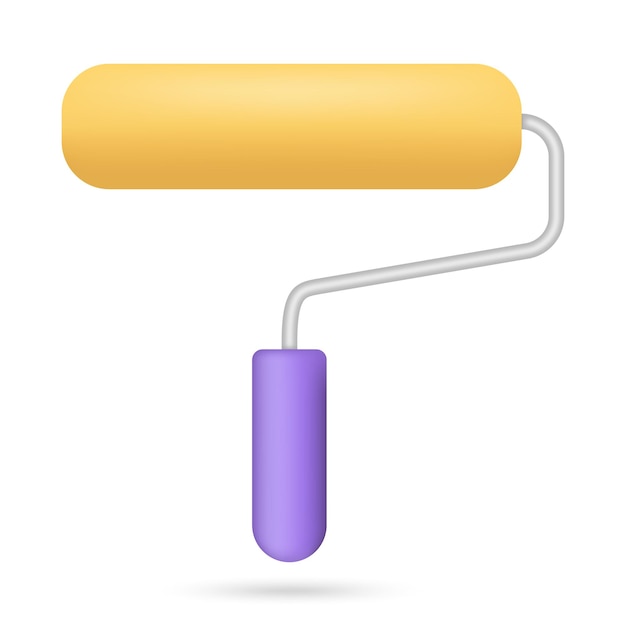 Paint roller brush icon. 3d rendering