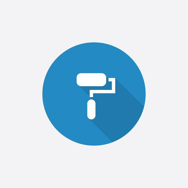 Paint roller Flat Blue Simple Icon with long shadowxA