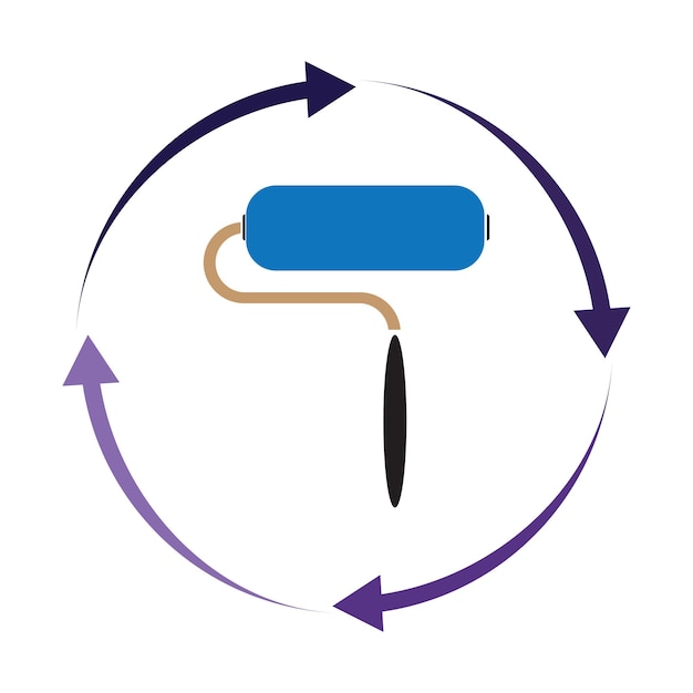 Vettore modello di disegno di illustrazione vettoriale dell'icona del rullo di vernice