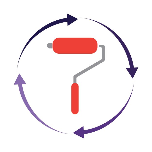 Vettore modello di disegno di illustrazione vettoriale dell'icona del rullo di vernice